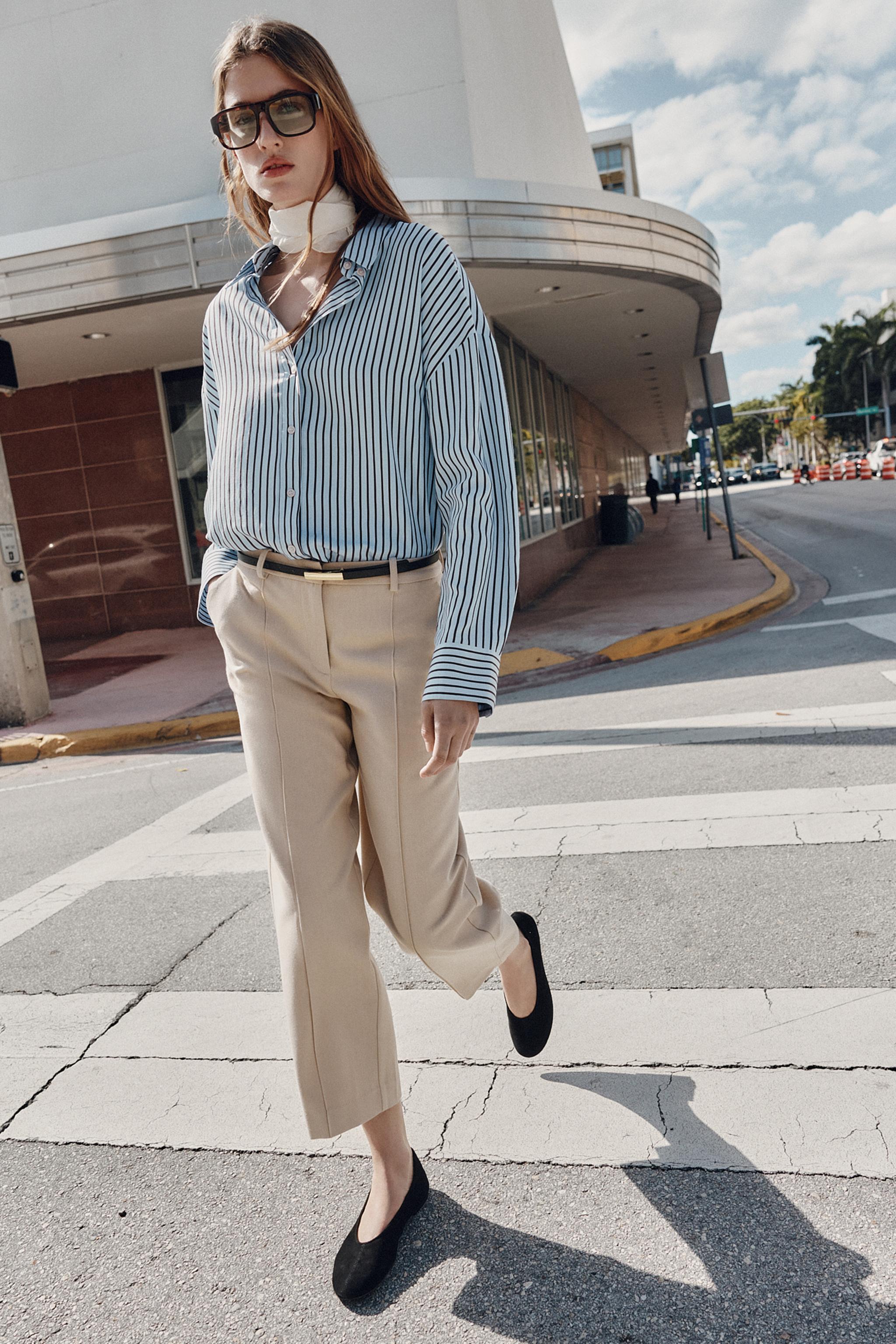 PANTALON DROIT À CEINTURE